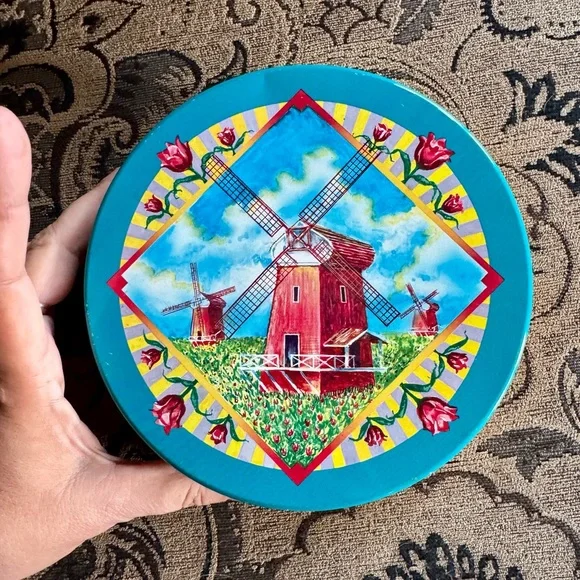 Colorful Windmill Design Storage Tin - Picture 2 of 7